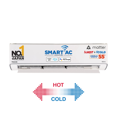 Panasonic 2.0 Ton 3 Star Hot & Cold Wi-Fi Inverter Smart Split AC(India 1st Matter Enabled RAC, Higher Airflow, -7 ~ 55 Deg. C Operation, Copper Condenser, 7in1 Convertible, True AI, 4-Way Swing, PM 0.1 Filter, CS/CU-EZ24BKYFM, 2025 Model, White)
