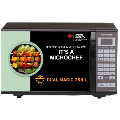 27L Convection Microwave Oven (NN-CT64MBFDG, Black Floral, Dual Magic Grill, 126 Auto Cook Menus)