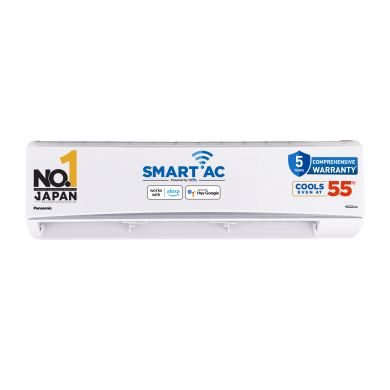 Panasonic 2.2 Ton 4 Star Wi-Fi Inverter Smart Split AC(India 1st Matter Enabled RAC, Higher Airflow, 5 year Comprehensive Warranty, Copper Condenser, 7in1 Convertible, True AI, 4-Way Swing, PM 0.1 Filter, CS/CU-QU26BKYFM, 2025 Model, White)