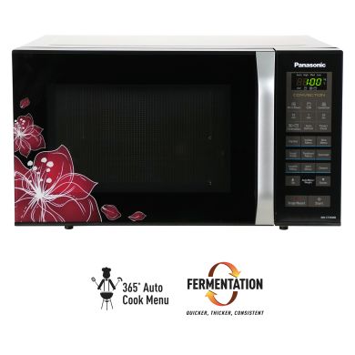 23L Convection Microwave Oven (NN-CT35MBFDG, Black Floral, 360° Heat Wrap, Magic Grill, 121 Auto Cook Menus)