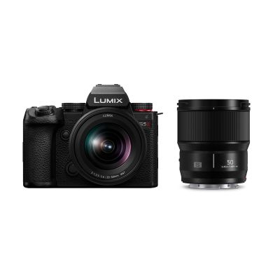 Lumix S5II 24.2 MP CMOS Sensor Mirrorless Fullframe Digital Camera with 20-60mm and 50mm Kit Lens, Active Image Stabilization, Phase Detect Autofocus, 4K 60p Recording (DC-S5M2WGW, Black)