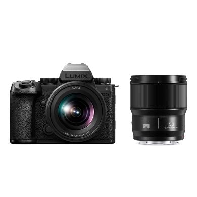 Lumix S5IIX 24.2 MP CMOS Sensor Mirrorless Fullframe Digital Camera with 20-60mm and 50mm Kit Lens, Active Image Stabilization, Phase Detect Autofocus, 4K 60p Unlimited Recording (DC-S5M2XWGW, Black)