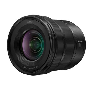 Lumix L-Mount 14-28mm f/4-5.6 MACRO Wide-Angle-Zoom-Lens, Aperture Range: f/4-5.6 to f/22, Dust, Splash and Freeze-Resistant Design (S-R1428GC, Black)