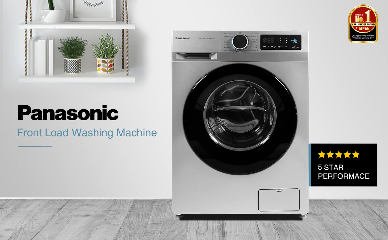 Panasonic 8 Kg 5 Star Fully-Automatic Front Loading Washing Machine (NA-148MB3L01, Grey)